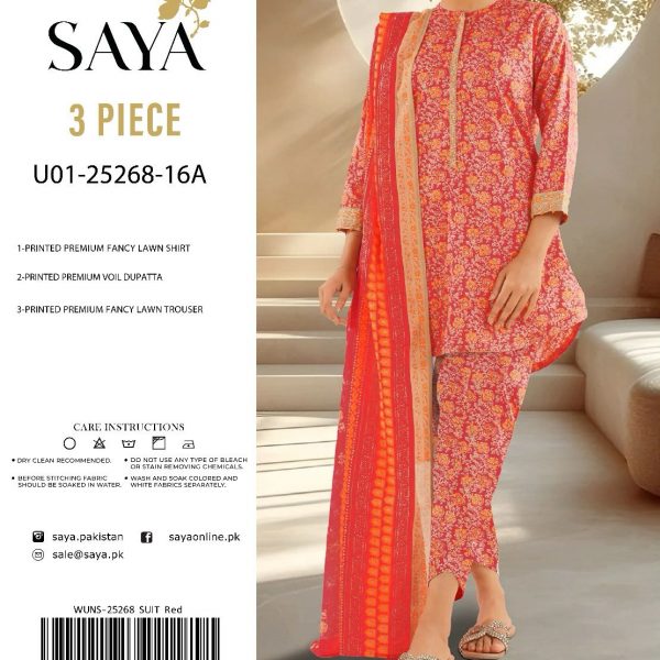 Saya – Summer Collection 2025 (New Arrivals) Printed Premium Turkish Lawn 3-Piece Suit – 10 Unique Designs