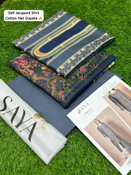 SAYA 3PC Summer Lawn Suit 2025 – Original Outlet Printed Shirt, Dupatta & Trouser