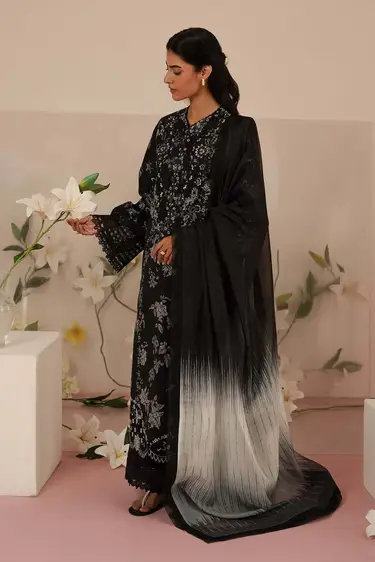Afroze AL-LUPINE-25 Lawn Suit – Schiffli & Spengle Work, Printed Chiffon Dupatta