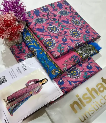 Nishat Linen Summer 2025 printed lawn 3PC suit with fancy dupatta