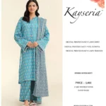 Keyseria 3PC digital printed lawn suit with voil dupatta – S