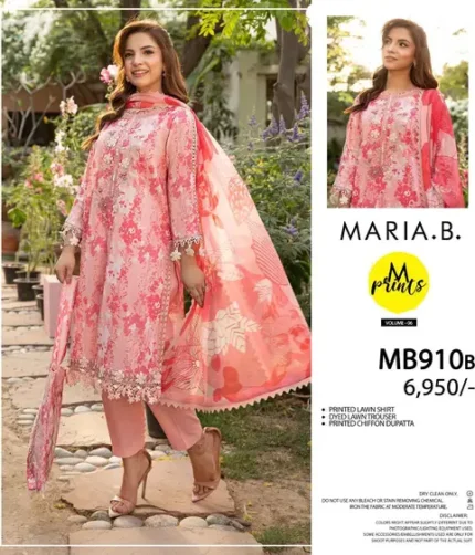 Maria B 3PC digital lawn suit with chiffon dupatta – Summer Collection 2025