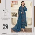 : Nishat embroidered lawn 3PC suit with jacquard dupatta – 6 color options for Summer 2025