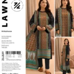 Zellbury 3PC digital printed lawn suit with fancy voil dupatta – Summer 2025 collection