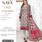 Saya 3PC printed lawn suit with voil dupatta – Summer 2025 collection