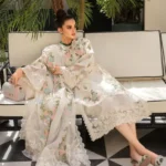 Crimson embroidered lawn suit with cutwork organza dupatta and chikankari front – Summer 2025
