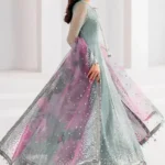 Jazmin embroidered chiffon maxi with net dupatta and silk trouser – formal luxury set
