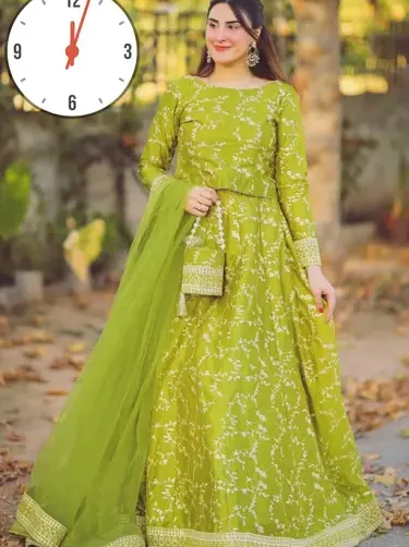 4PC embroidered designer potli dress set in shamose silk with dupatta and potli bag.