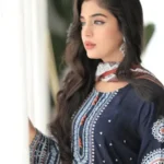 Dastaan 3PC stitched lawn suit with embroidery and printed dupatta