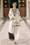 Stitched lawn embroidered suit in Snowstorm design with embroidered shirt, trouser, and dupatta