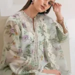 Baroque MD 1379 new colour restock – cotton net printed shirt, organza dupatta with embroidered border, malai trouser