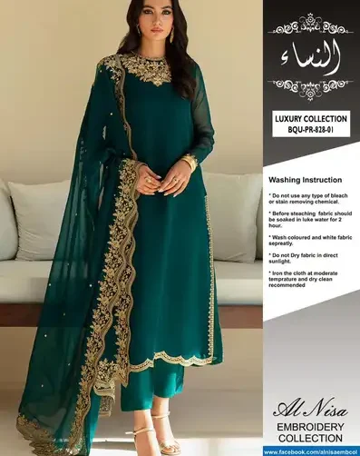 By Alnisa Chiffon Embroidered Suit BQU-PR-829