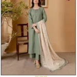 Orient Dhanak embroidered 3PC winter suit with Tesho gala patch, embroidered daman, and matching embroidered shawl