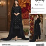 Munarq by Nisha Designer Winter Collection 2025 – Embroidered vintex peach shirt, shawl, dyed trouser – 08 suits in assorted colors – Pakistani designer winter dresses