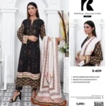 Ripple Khaddar Collection Winter 2025 – Printed embroidered khaddar shirt, fancy printed dupatta, dyed trouser – Pakistani unstitched winter suits
