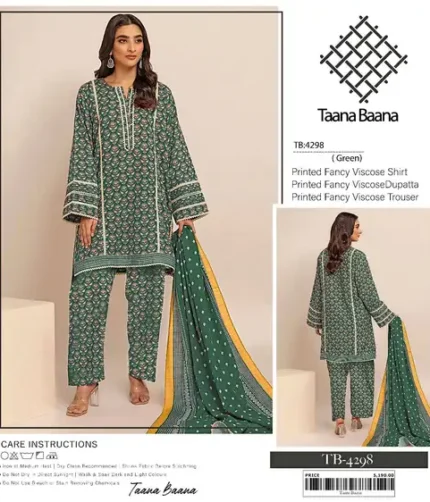 Taana Baana Viscose Winter Unstitched 2025 – Printed shirt, dupatta, and trouser – 09 designs in different colors – Pakistani winter dresses