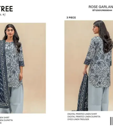 Beechtree Winter Linen Collection 2025 – Digital printed shirt, printed dupatta, dyed trouser – New Arrival Pakistani unstitched suits