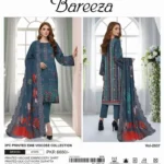 Bareeza Winter Collection 2025 – Printed viscose embroidered shirt, silk cut-work dupatta, dyed trouser – 10 designs – Pakistani branded unstitched suits for women