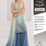ALNISA JZ-3052 chiffon embroidered suit, tye & dye sequence work, tassel daman, chiffon dupatta, malai inner and trouser