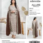Edenrobe Winter Collection 2025 – digital printed linen shirt, sleeves, dobby linen dupatta, and dyed trouser – 11 designs – Pakistani unstitched winter suits for women