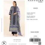 Sapphire Elvan Winter Collection 2025 – digital printed linen shirt, linen dupatta, and trouser – 8 designs – Pakistani unstitched winter suits for women