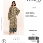 Sapphire Winter Collection 2025 – digital printed fancy linen shirt and trouser – 2 piece suit – 11 designs – Pakistani unstitched suits for women