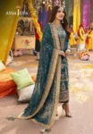 Asim Jofa chiffon unstitched premium suit with malai trouser and elegant sequence work – Pakistani luxury designer wear 2025