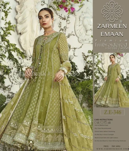 Zameen & Emaan Premium Embroidered Linen Collection Vol. 1131 – embroidered shirt, trouser, and Bamber chiffon dupatta – 7 designs – Winter 2025 Pakistani suits