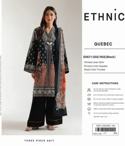ETHNIC Winter Collection 2025 – printed linen shirt, dupatta, and trouser – 9 designs – Pakistani unstitched winter suits for women