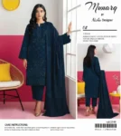 MUNARQ Khaddar Collection 2025 – embroidered Vintex peach shirt, shawl, and trouser – 8 designs – Pakistani unstitched winter suits for women