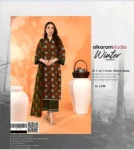 Alkaram Studio Winter Collection 2025 – printed Vintex Peach shirt, dupatta, and trouser – 10 designs – Pakistani unstitched winter suits for women
