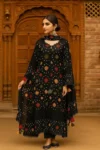 Rajasthani Handmade Chunnri Linen Dress – 4Pc set with shirt, sleeves, trouser & dupatta – Traditional Pakistani women’s wear 2025