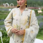 Baroque 3Pc unstitched premium silk suit with digital print shirt, embroidered patches, cotton net dupatta, and silk trouser – Pakistani designer wear 2025