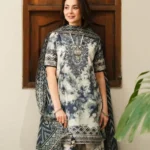Sapphire Elite Edition 3Pc unstitched suit with digital printed shirt, embroidered patches, Dhank shawl, and trouser – Pakistani designer wear 2025