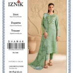 Iznik Winter Collection 3Pc Dhank suit with printed shirt, trouser, and digital printed shawl – unstitched Pakistani designer wear 2025