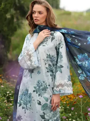 Baroque Most Demanding Edition – digital printed khaddar unstitched 3-piece suit with embroidered patches and shawl – Pakistani women’s luxury winter wear 2025