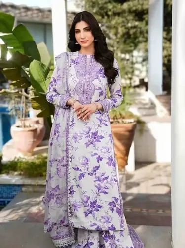 Aneela Designer Dhank 3-piece unstitched suit with heavy embroidered patches and digital printed shawl – Pakistani luxury women’s winter collection 2025