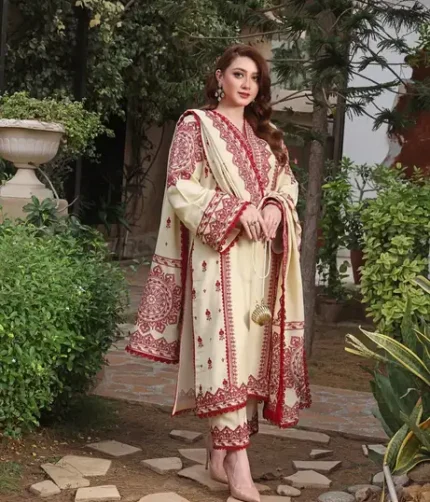 Aneela Dhank Most Demanding Edition 3Pc Unstitched Suit with heavy embroidery and embroidered shawl – Pakistani luxury wedding wear 2025