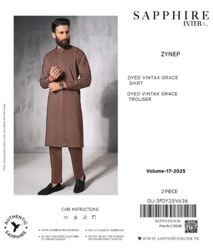 SAPPHIRE Winter Collection men’s fabric – 4.5 meters dyed Vintax Grace shirt and trouser fabric – wrinkle-resistant premium wear Pakistan