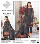 Zarmeen & Emaan 3Pc winter collection unstitched Karandi suit featuring embroidered shirt, embroidered dupatta, and dyed trouser – Pakistani designer winter wear 2025