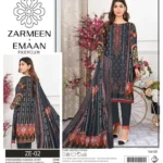 Zarmeen & Emaan 3Pc winter collection unstitched Karandi suit featuring embroidered shirt, embroidered dupatta, and dyed trouser – Pakistani designer winter wear 2025
