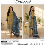 Bareeze Winter Collection 3Pc Viscose unstitched suit with embroidered shirt, chiffon dupatta, and trouser – Pakistani designer wear 2025.