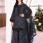 Afsahana Dhank 3-piece unstitched suit with heavy embroidery and digital printed shawl.