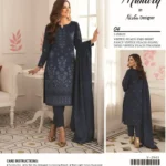Munareq by Nisha Designer Vintex Peach 3Pc Unstitched Suit with embroidered shirt, fancy shawl, and dyed trouser – Pakistani winter fashion 2025
