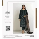Nishat 3Pc Fancy Viscose Suit with embroidered shirt, chiffon dupatta, and viscose trouser – Pakistani winter wear 2025