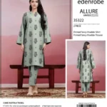 Edenrobe Allure Khaddar 2-piece unstitched shirt and trouser in printed fancy fabric – winter wear 2025.