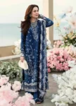 Qalamkar 3-piece pure Dhanak embroidered unstitched suit with lace-detailed shawl and plain trouser, winter luxury edition 2025.