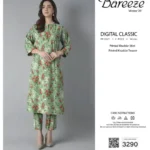 Bareeze 2-piece unstitched digital printed khaddar shirt and trouser, premium winter collection 2025.
