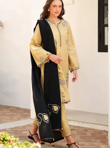 Jazmine Dhanak Edition embroidered 3-piece unstitched winter suit with digital printed shawl and premium Dhanak fabric.