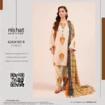 Nishat 3-piece unstitched fancy khaddar suit with printed shirt, dupatta, and trouser, premium winter collection 2025.